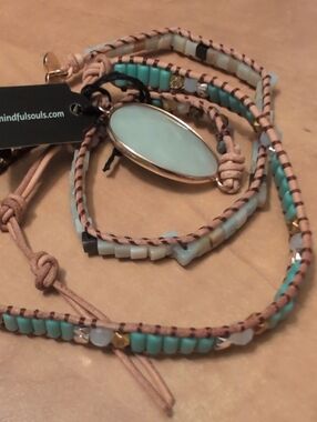 Mindful Souls Turquoise & Pink Multi-Strand Beaded Bracelet